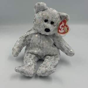 Ty Beanie Baby The Beginning White Bear with Silver Stars